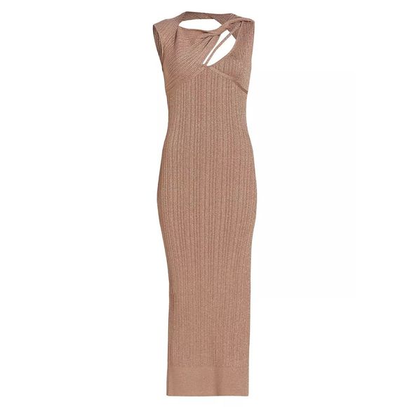 Aknvas Sevrine Twisted Glittery Midi-Dress